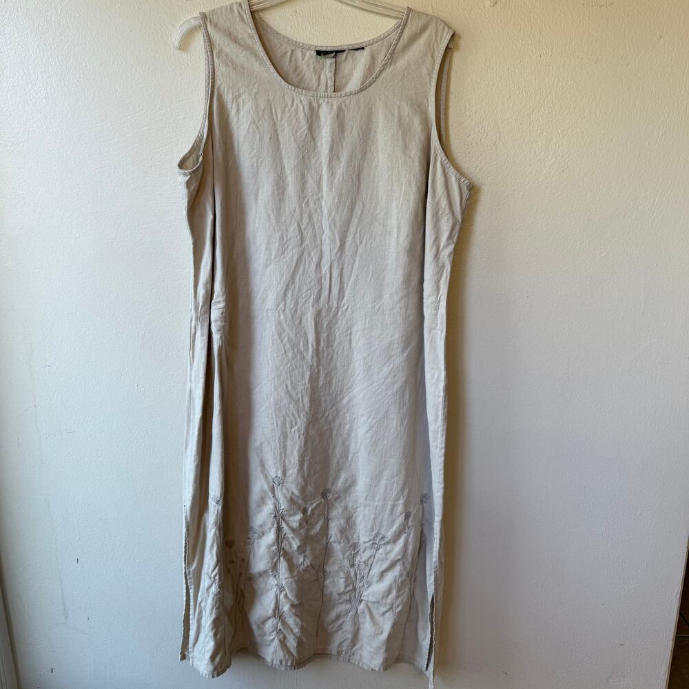 LINEN Embroidered No Tag MIDI Long Tank Dress Size 1X - Picture 2 of 11